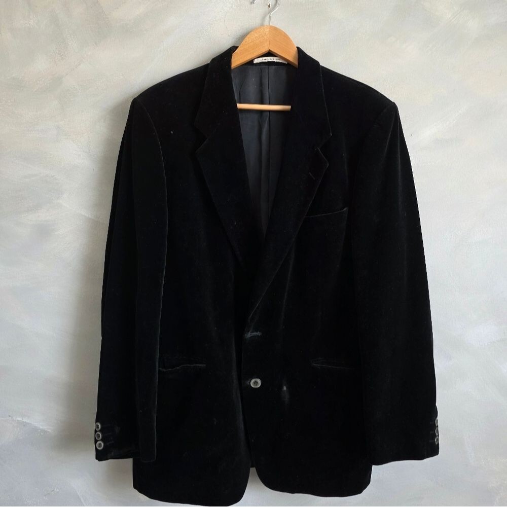Yves Saint Laurent Men's Black Velour Sport Coat Flaw YSL